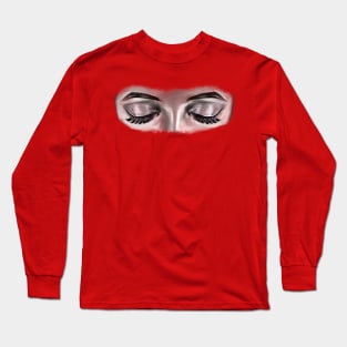 Lashes eyelashes and eyebrows on pink background. The eyes have it, beauty is in the eye of the beholder Long Sleeve T-Shirt